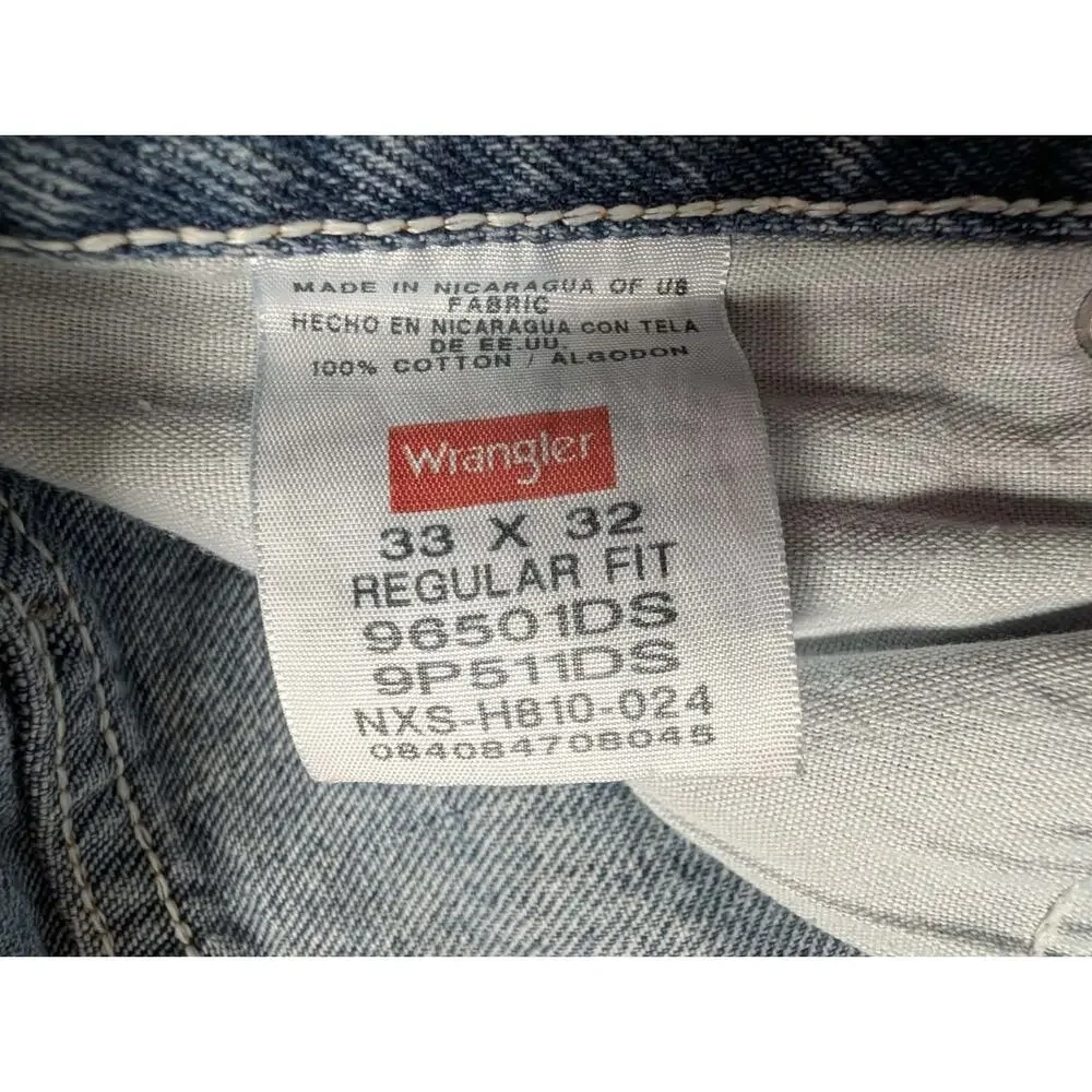 Wrangler Jeans Mens 33X32 Blue Stretch Denim Cowboy Western Regular Straight Leg
